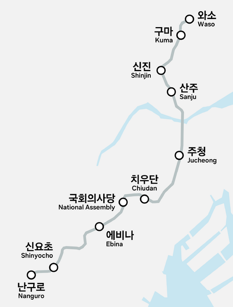 파일:도유지하철 치우단선 지도형 노선도.png
